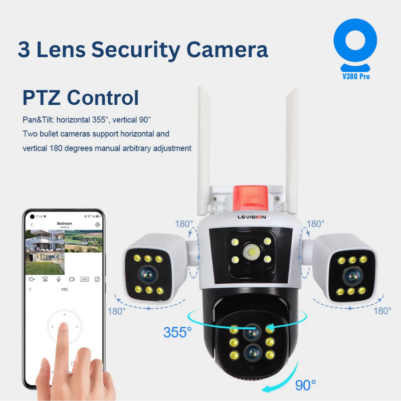 3 lens security camera